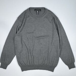 Men's Wool Sweater Fiesole Large Gray Italy Made Stretch Crewneck Pullover‎
